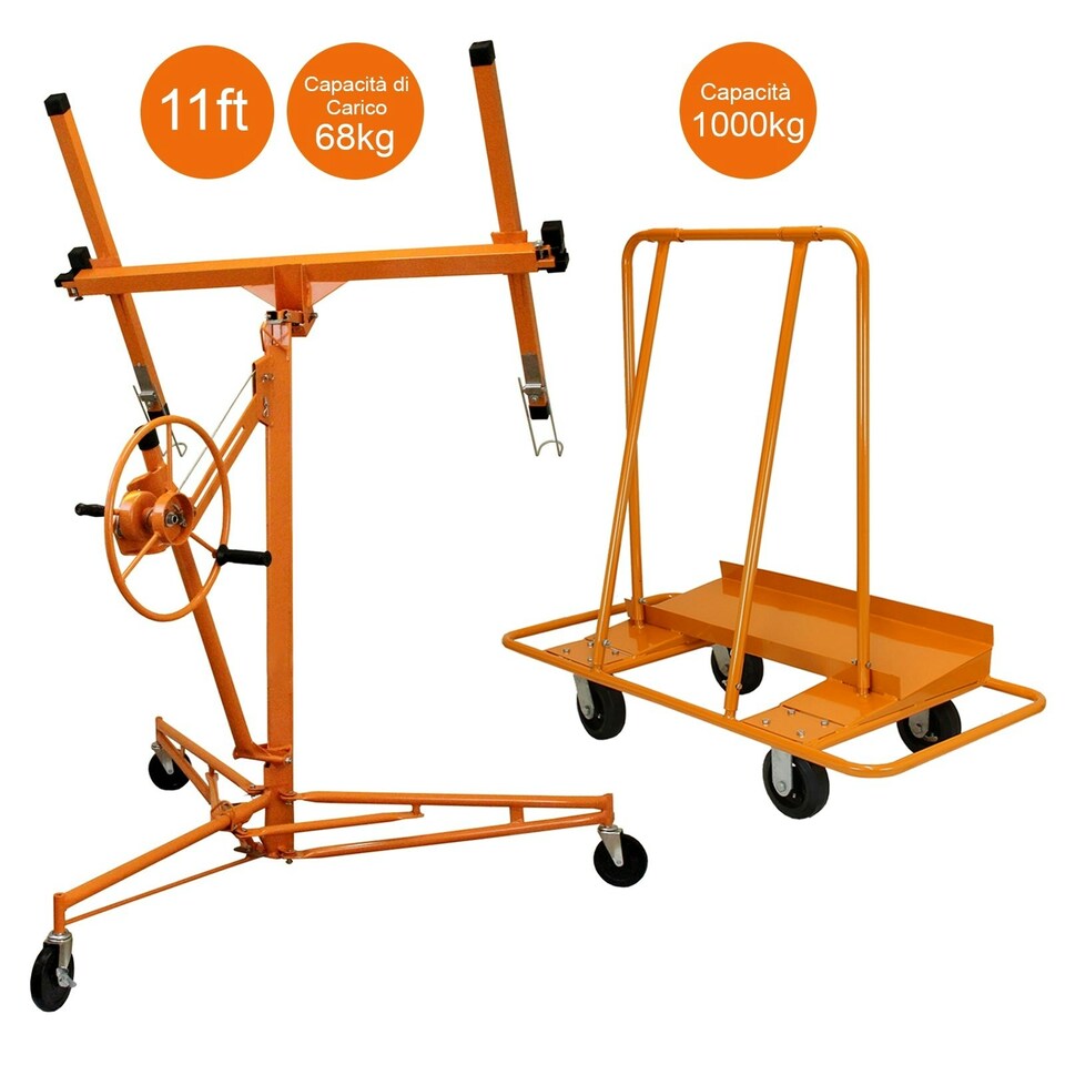 image 1 of Drywall Lifter Hoist 11ft & Plaster Board Trolley