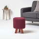image 2 of Homescapes Plum Tall Cotton Knitted Footstool on Legs