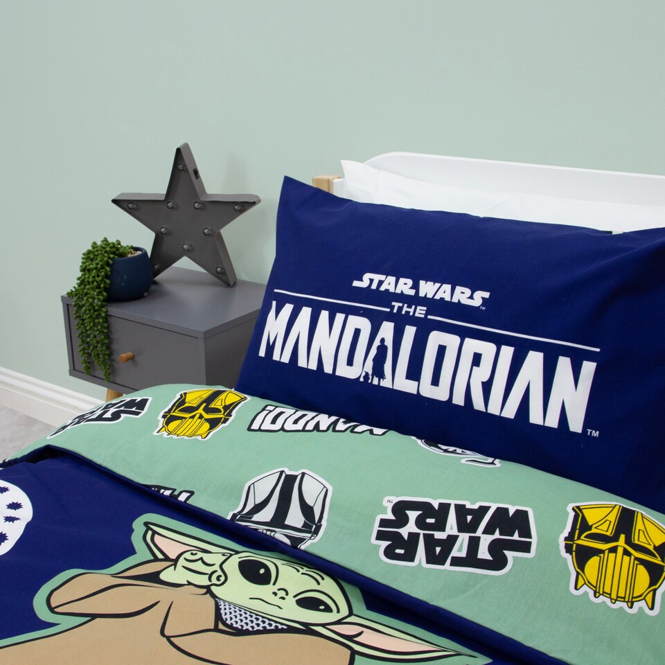 image 1 of Mandalorian Friend Glow In The Dark Single Duvet Cover