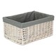 image 5 of White Wash Grey Lined Open Storage Basket Small | Grey | Grey