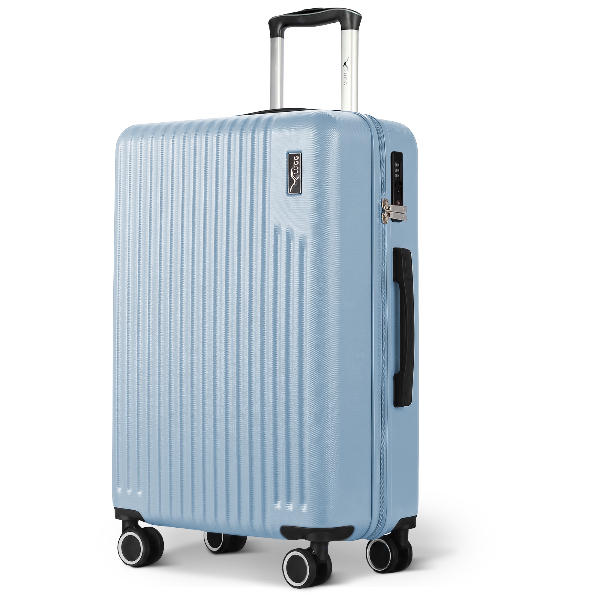 Lugg Vacay 24inch Suitcase, ABS Hard Shell, TSA Lock (66.5 x 25.5 x 44cm) in Light Blue | Size: 66.5 x 25.5 x 44 cm