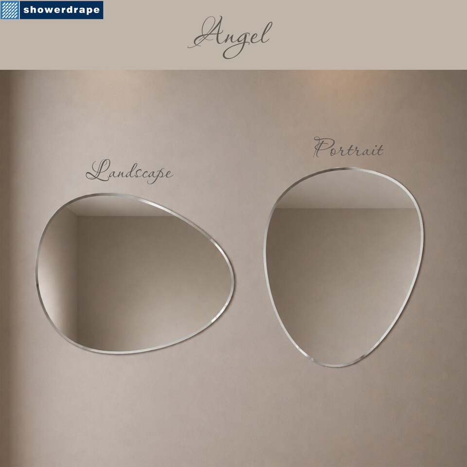 image 1 of Showerdrape Angel Oval Wall Mounted Frameless Bevelled Edge Bathroom Mirror 70 x 50cm | Chrome | Mirror | 1