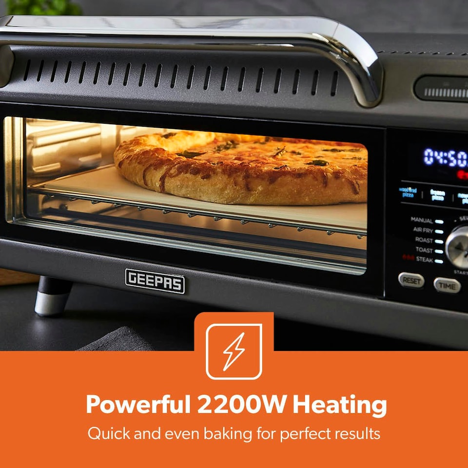 image 1 of GEEPAS Air Fryer Oven | 15-in-1 Presets Multifunctional Pizza Oven, Black