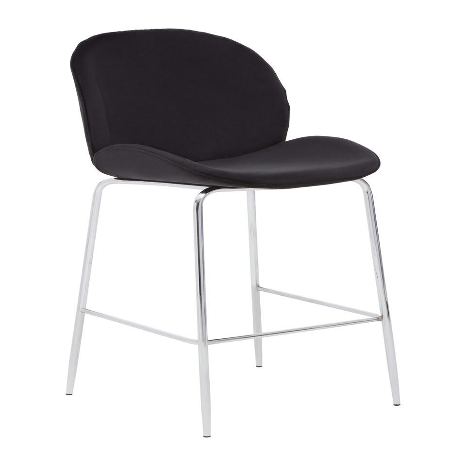 image 1 of Tamzin Black Velvet Chrome Finish Bar Chair Black