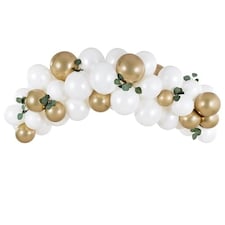 White & Gold Foliage DIY Premium Garland Balloon Arch Kit