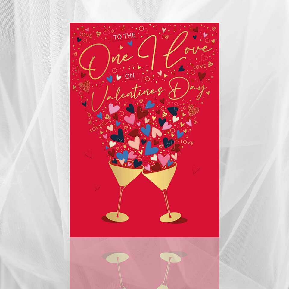 image 1 of Words 'n' Wishes Valentine Day Card to The One I Love on Valentine's Day, 23.5 x 16.5 cm, Red