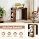 image 7 of COSTWAY Computer Desk Wooden Writing Desk w/Bookshelf Brown