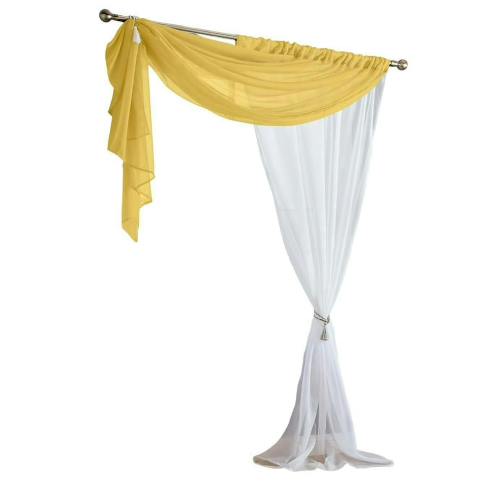 image 1 of Double Voile Curtain Panel - Ochre - 150cm x 183cm