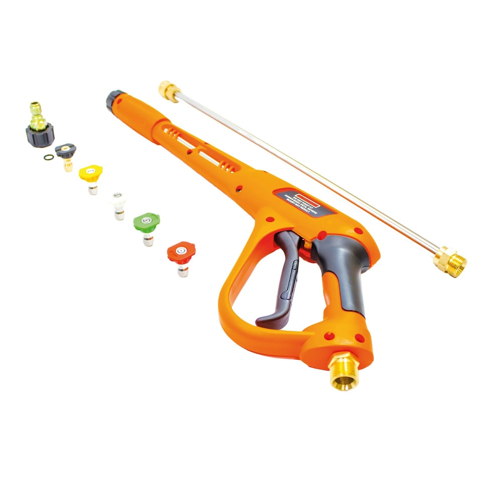 image 1 of Hi-Vis Orange Heavy Duty Industrial High Pressure Trigger Gun & nozzle Kit