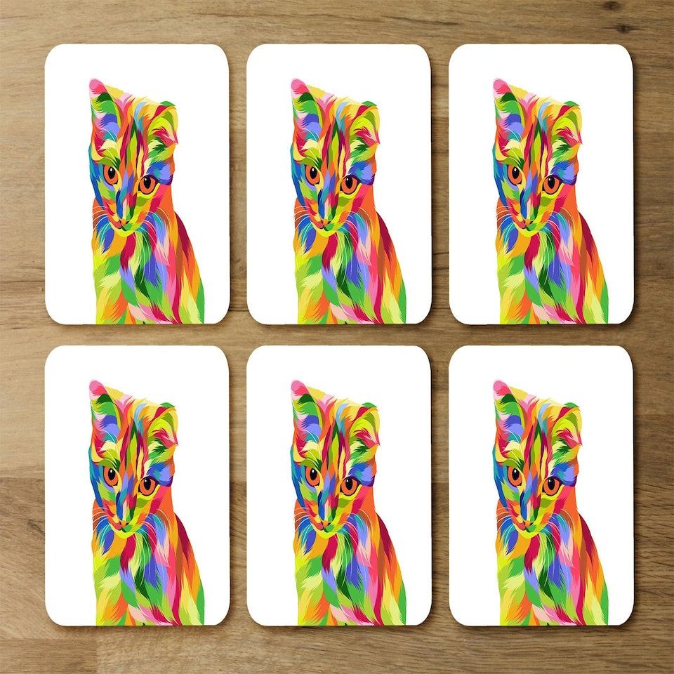image 1 of Animal Cat Illustration Pop Art (Coaster)