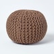 image 1 of Homescapes Chocolate Brown Round Cotton Knitted Pouffe Footstool - 35 x 40 cm | Brown | H 35cm x W 40cm