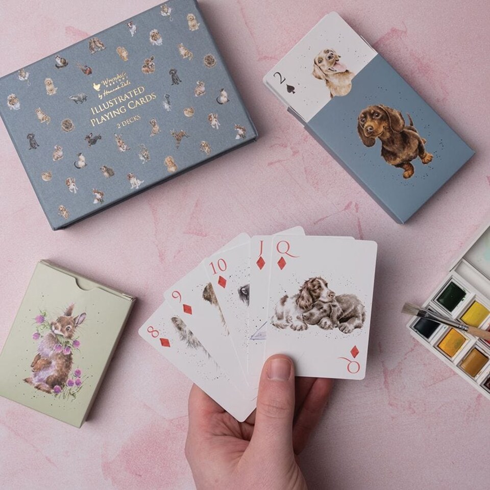 image 1 of Wrendale Designs Illustrated Playing Cards - 2-Deck Gift Set