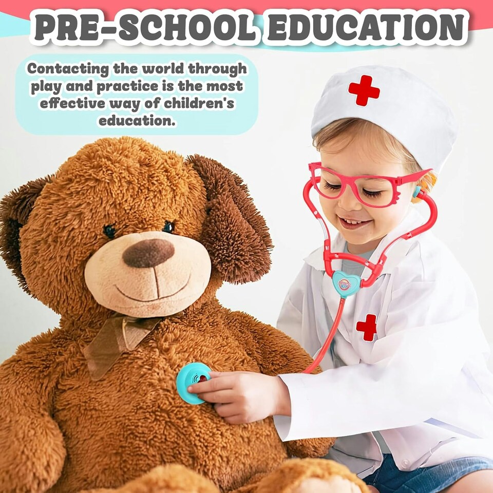 image 1 of 22PCS Educational Pretend Medical Station Doctor Trolley Role Play Set for Kids Age 3 plus