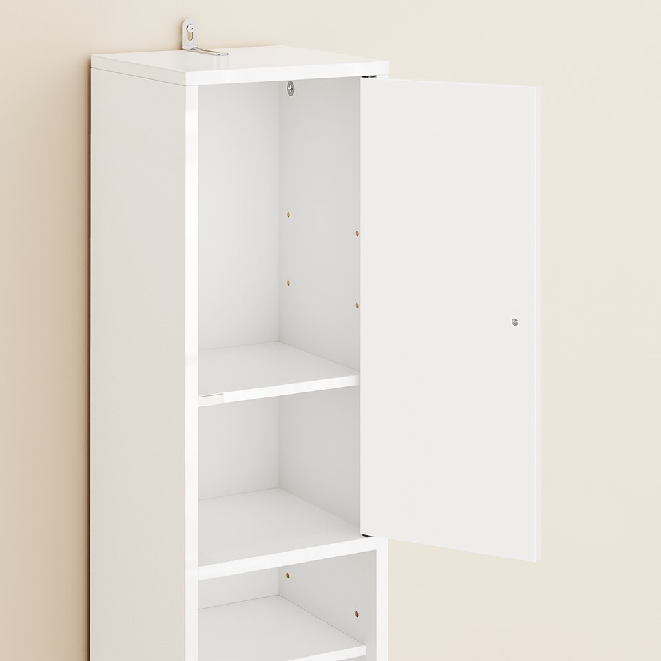 image 1 of SoBuy Tall Bathroom Storage Cabinet with 6 Adjustable Shelves, Gloss White, 7.9x7.9x70.9 inches, 13.5 kg - BZR167-GW