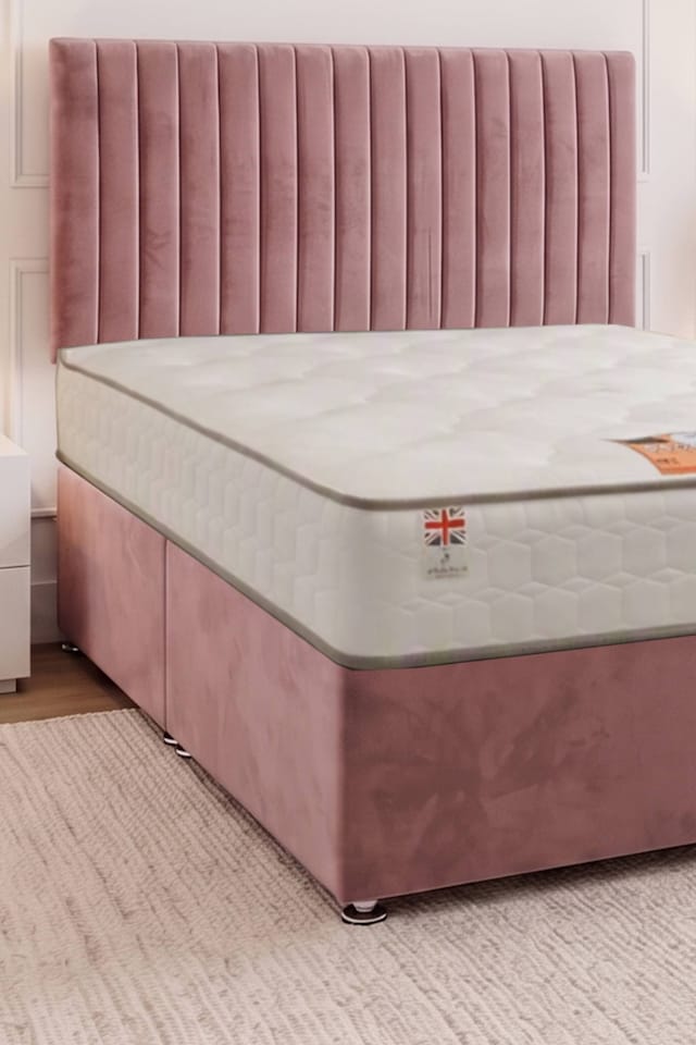 image 1 of Emily Plush Velvet Divan Bed Set with Princess Mattress and Headboard
