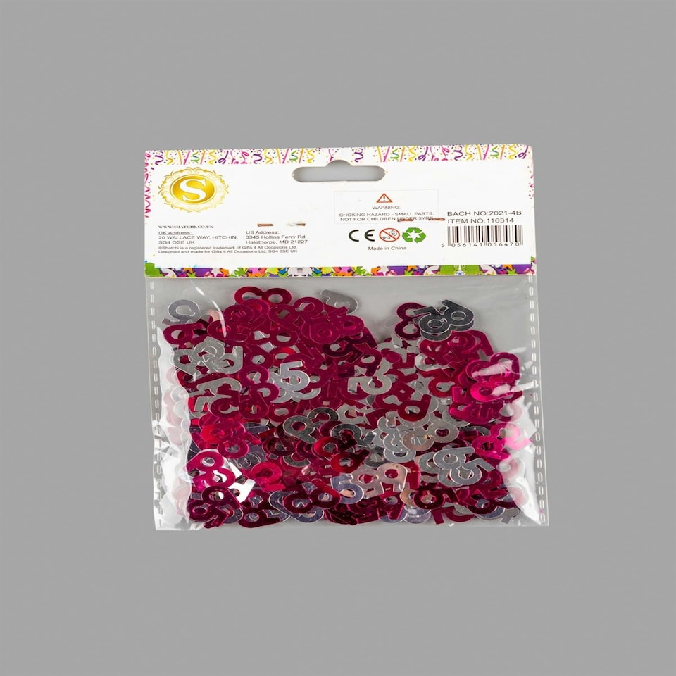 image 1 of 2 Packs of Pink & Silver 65th Confetti (14g)