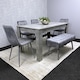 image 5 of Grey Wooden Dining Table Set with 4 Chairs and 1 Bench Dining Kitchen Furniture
