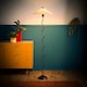 image 2 of ValueLights Wiggle Black Metal Floor Lamp with Origami Pleated Shade Black