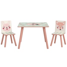 ZONEKIZ Kids Table and Chairs, Children Desk with Two Chairs, Three Piece 
