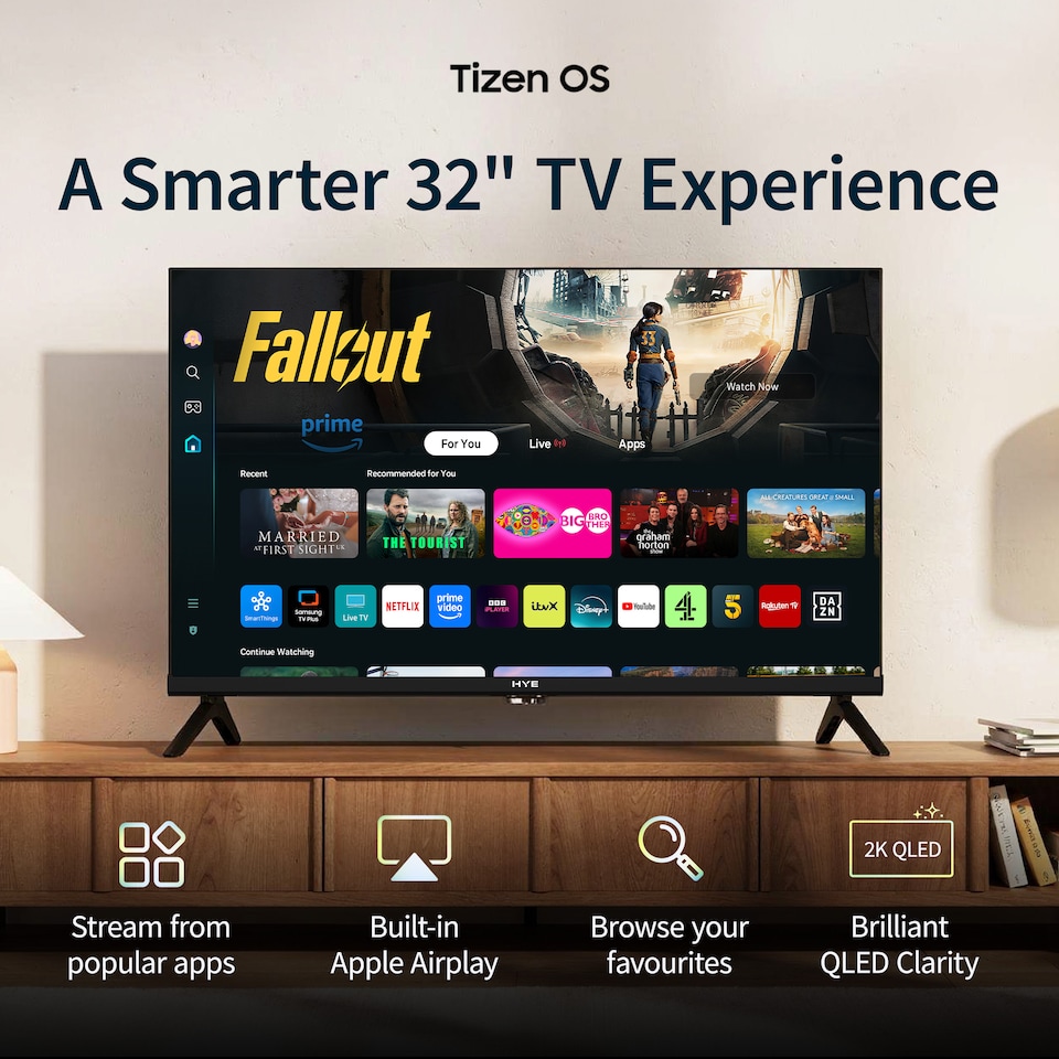 image 1 of HYE 32" Inch 2K QLED Tizen OS WiFi Frameless Smart TV - 32QLEDS1008