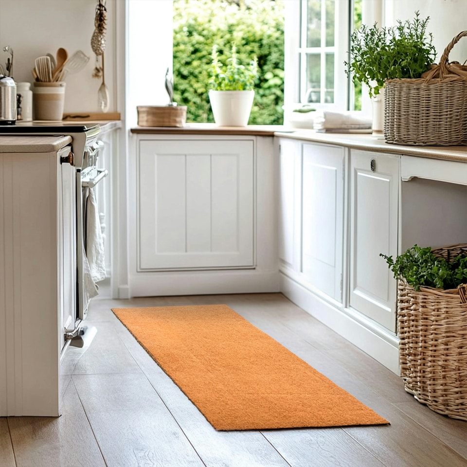 image 1 of Synthetic Coir Kitchen and Hallway Runner Rug Brown | 60cm x 180cm
