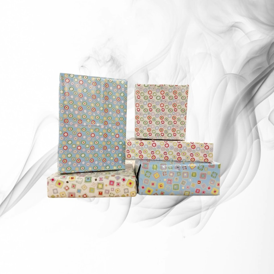 image 1 of 10 Sheets of Luxury Shapes Design Gift Wrap and Tags - New Born Baby, Birthday, Christening, Christmas etc
