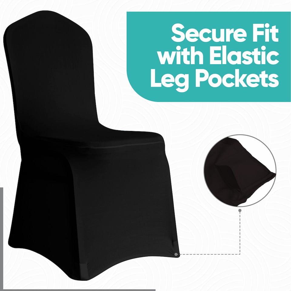 image 1 of Chair Cover Spandex Polyester Stretch, Flat Dining Slipcovers - 10pcs