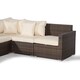 image 10 of Santorini Modular 13 Seat Rattan Conversation Set With 2 Coffee Tables Brown | Ivory