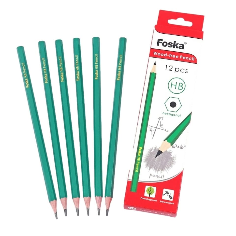 image 1 of Pack of 12 7'' Wood-Free Flexible Plastic Sharpened HB Pencil