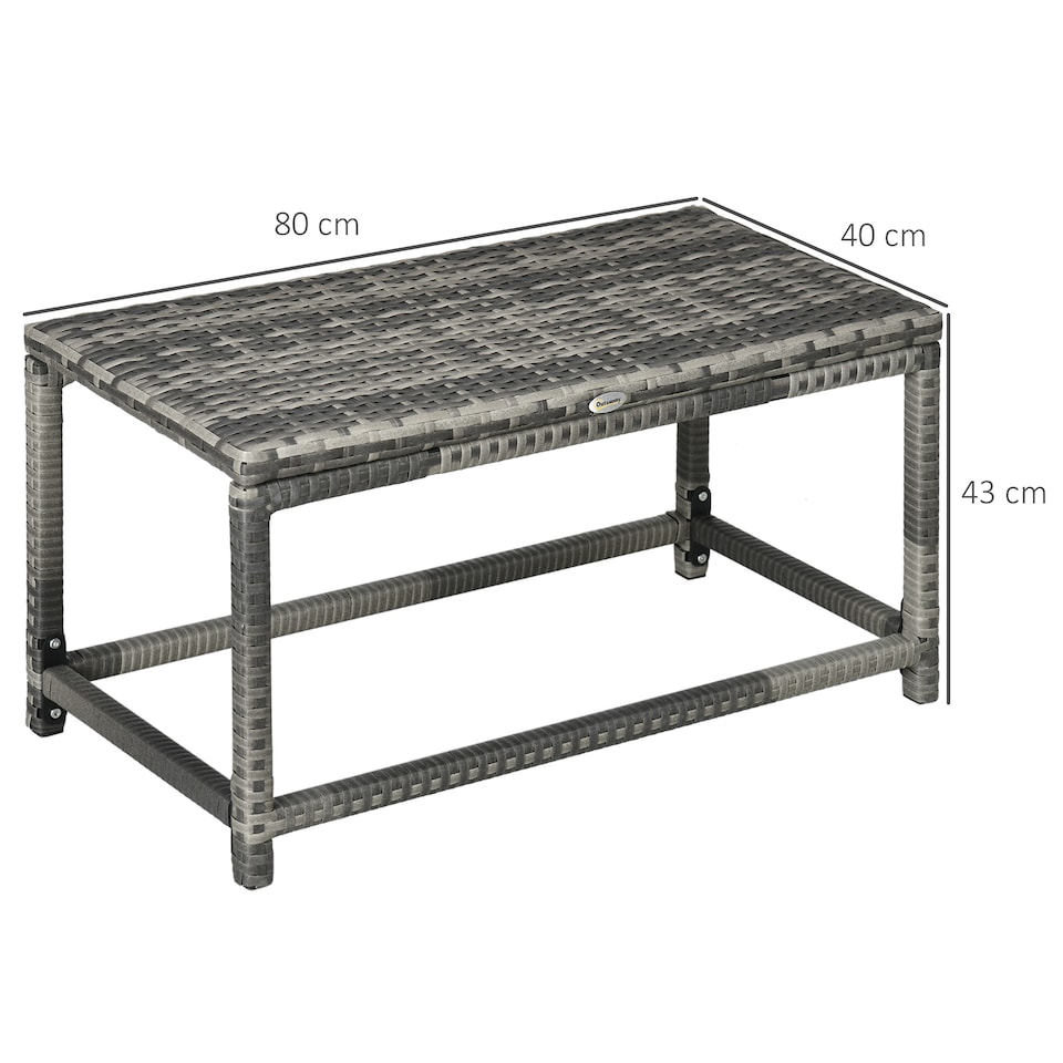 image 1 of Outdoor Coffee Table w/ Plastic Board Under the Full Woven Table Top, Grey