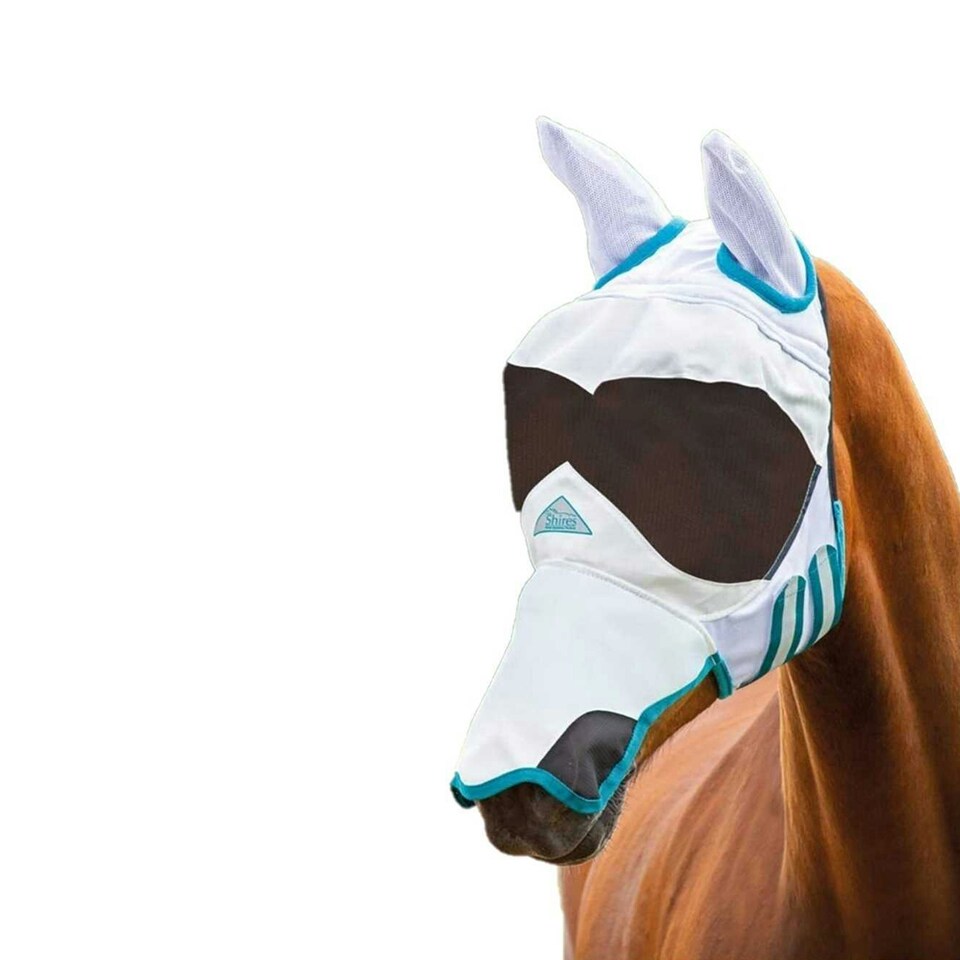 image 1 of Shires Ultra Pro Sun Shade Horse Fly Mask - White - Small Pony