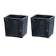 image 1 of 300mm Low Square Concrete Effect Plant Pot - 29.5x29x29 cm | Black | Black & Set of 2 | 2