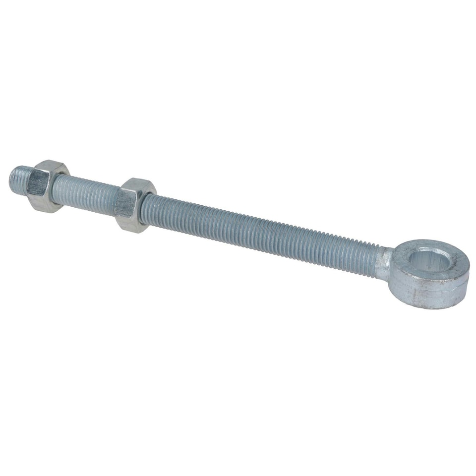 image 1 of Swing Gate Long Eye Bolts Hinge + Nuts Adjustable Zinc Plated 16 x 150mm 4pc Silver