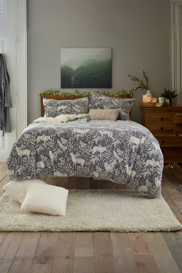 image 1 of Woodland Folk Animal Duvet Cover Set – Soft Fleece with Cosy Sherpa Reverse | Grey | King