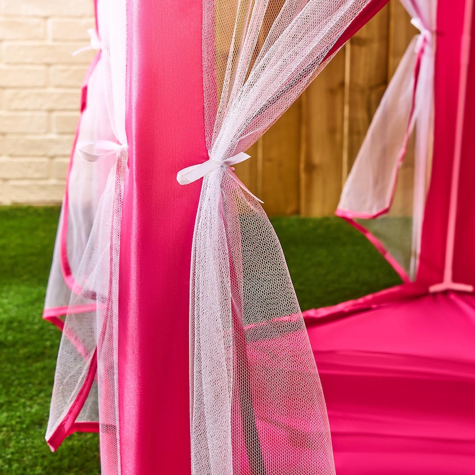 image 1 of OHS Kids Garden Gazebo with Curtains Outdoor Playhouse Tent Canopy | Pink | Hot Pink