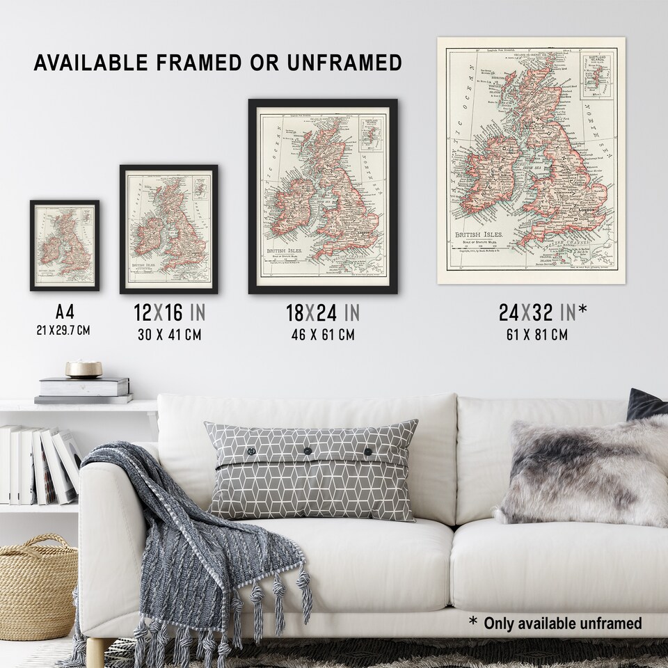 image 1 of 1900 British Isles Map Rand Mcnally Vintage Huge Wall Art Poster Print 24X32"