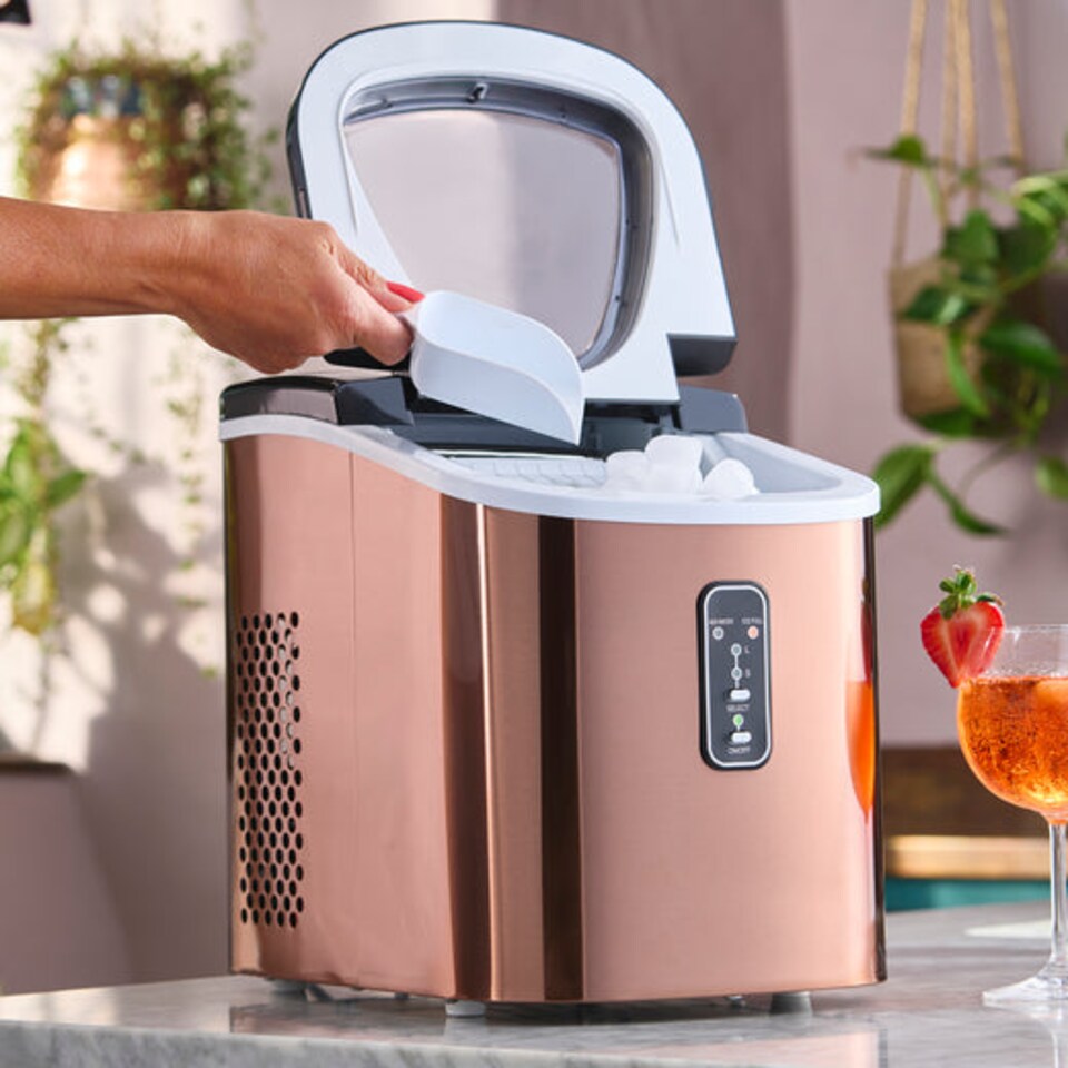 image 1 of Cooks Professional Ice Maker Machine with Scoop & 2.2L Tank - Makes 14KG Per Day | Copper
