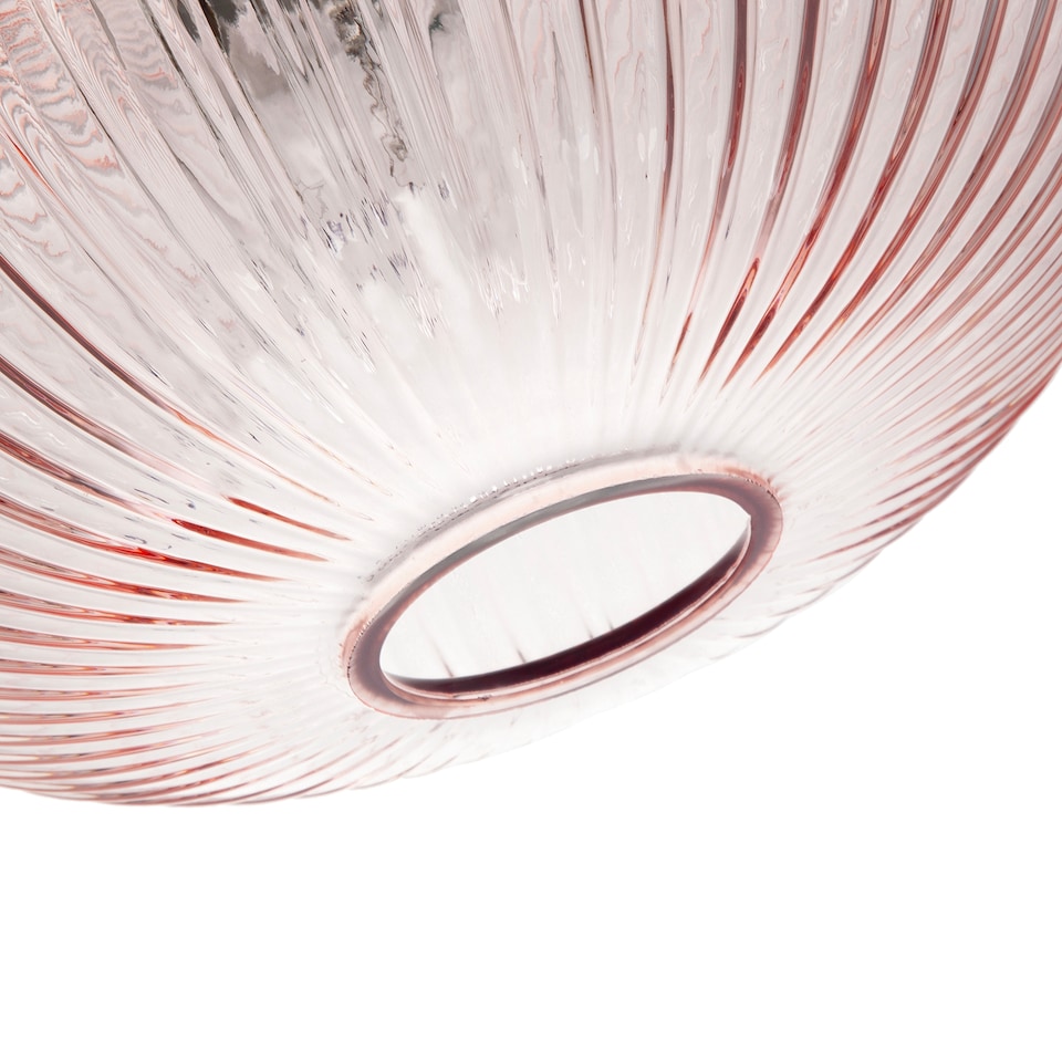 image 1 of Modern Designer Soft Pink Line Ribbed Glass Oval Pendant Lamp Shade | Pink