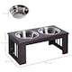 image 4 of PawHut Raised Dog Bowls Pet Feeder Raised Elevated Stainless Steel Food Brown