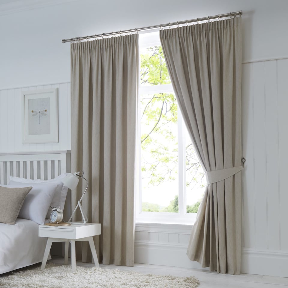 image 1 of Fusion Dijon Pencil Pleat Curtains Natural