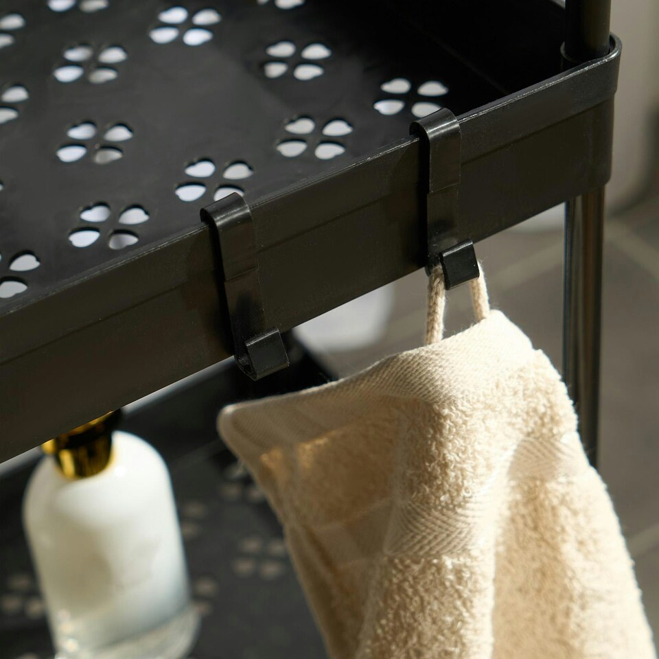 image 1 of OHS 3 Layer Home Shelving Storage Organiser Trolley Cart - Black Black