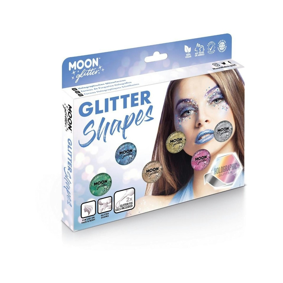 image 1 of Moon Glitter Holographic Glitter Shapes Set - Multicoloured - One Size Multi