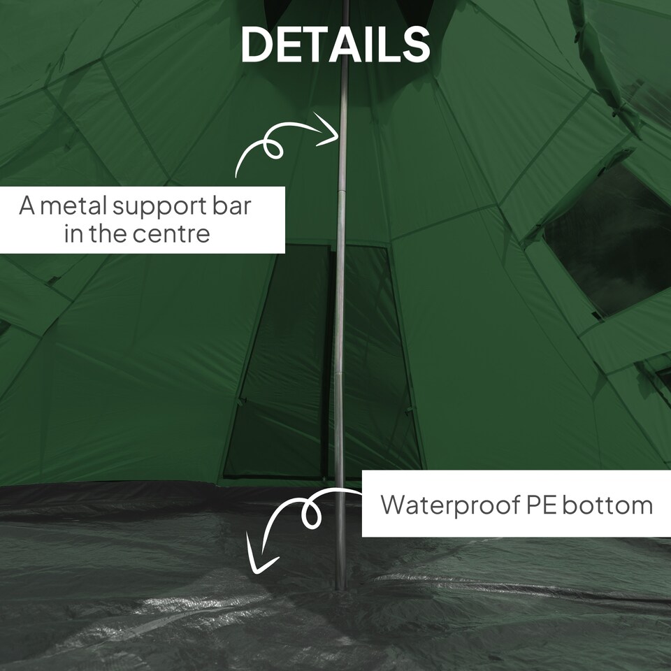 image 1 of Outsunny 6-7 Person Large Family Party Camping Tent with Carrying Bag | Green | Green