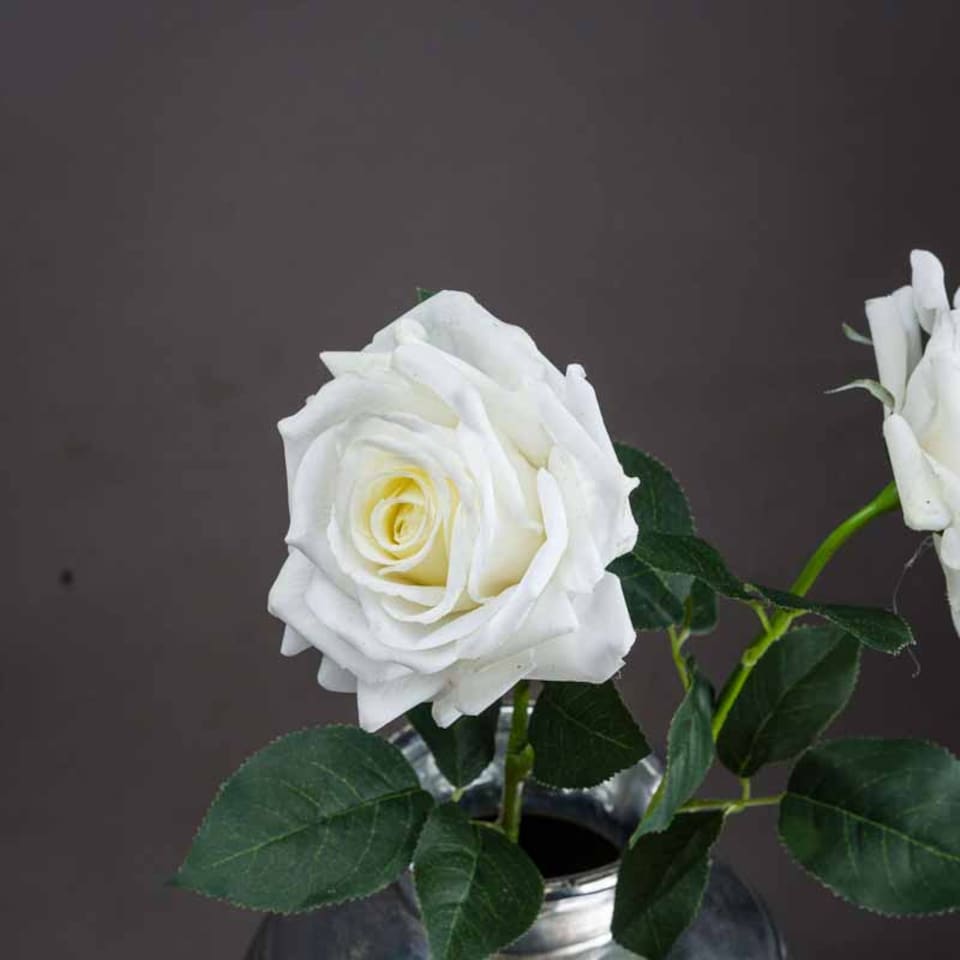 image 1 of Large Garden Rose Artificial Flower - L5 x W10 x H75 cm - White