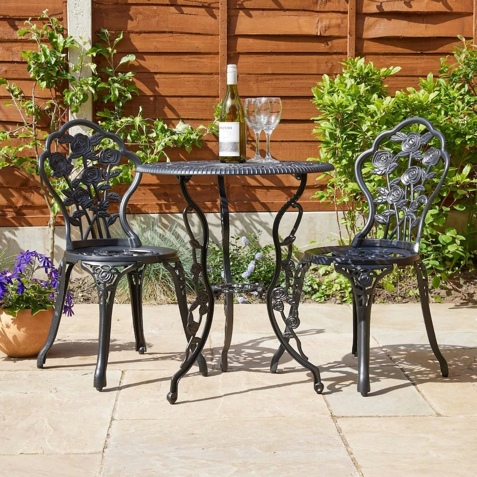 image 1 of Bistro Set Outdoor Patio Garden Furniture Table and 2 Chairs Metal