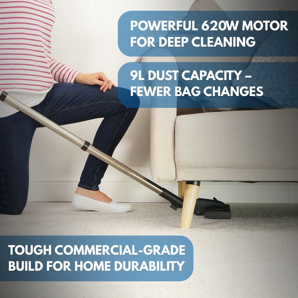 image 1 of Henry Vacuum Cleaner Numatic NRV240 620W 9L Commercial Hoover + Long Crevice Tool
