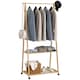 image 1 of HOMCOM Bamboo Clothes Rail Rack with 2 Storage Shelves and 2 Hooks, Freestanding Open Wardrobe Coat Stand with Wheels for Entryway, Bedroom, Natural Wood Effect