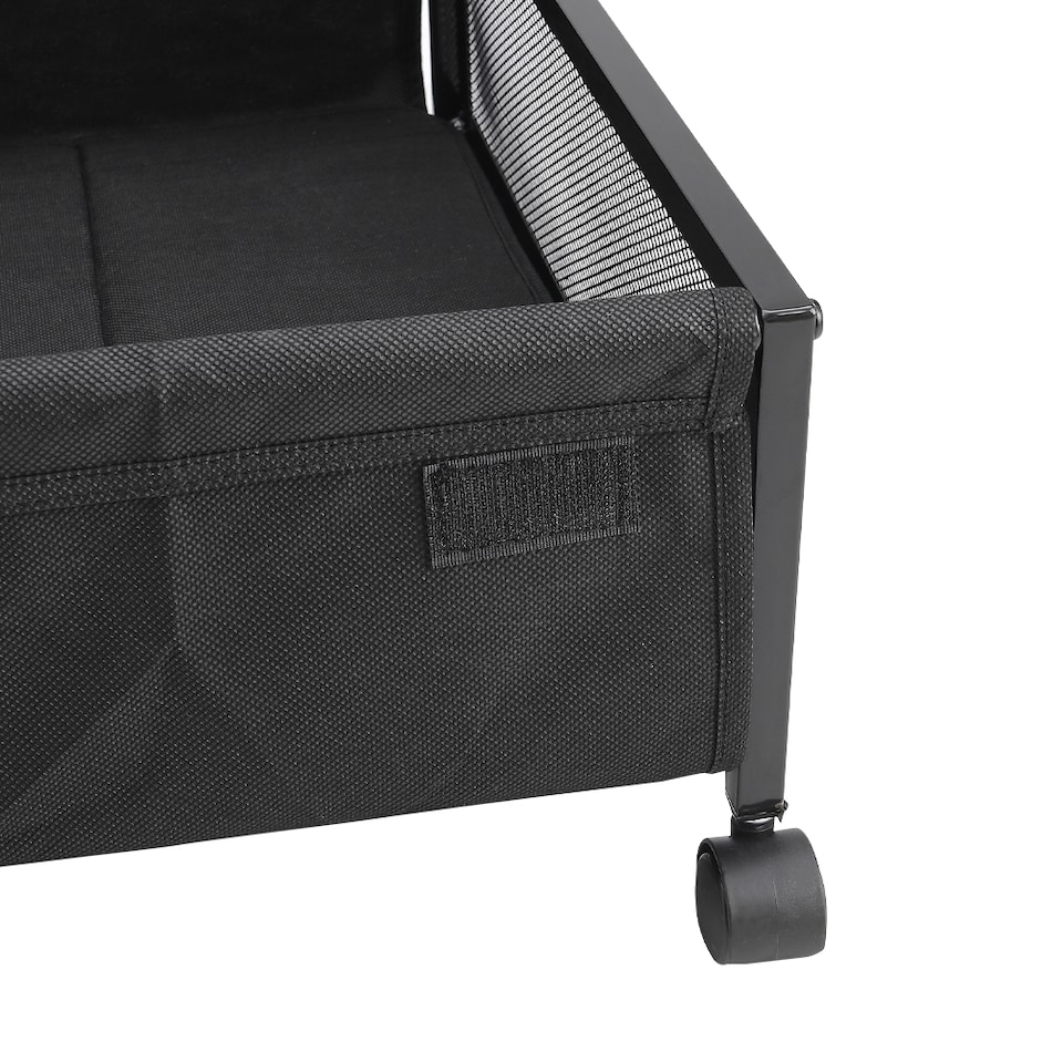 image 1 of Living and Home 1Pcs Under Bed Steel Storage Organizer Basket with Wheels | Black