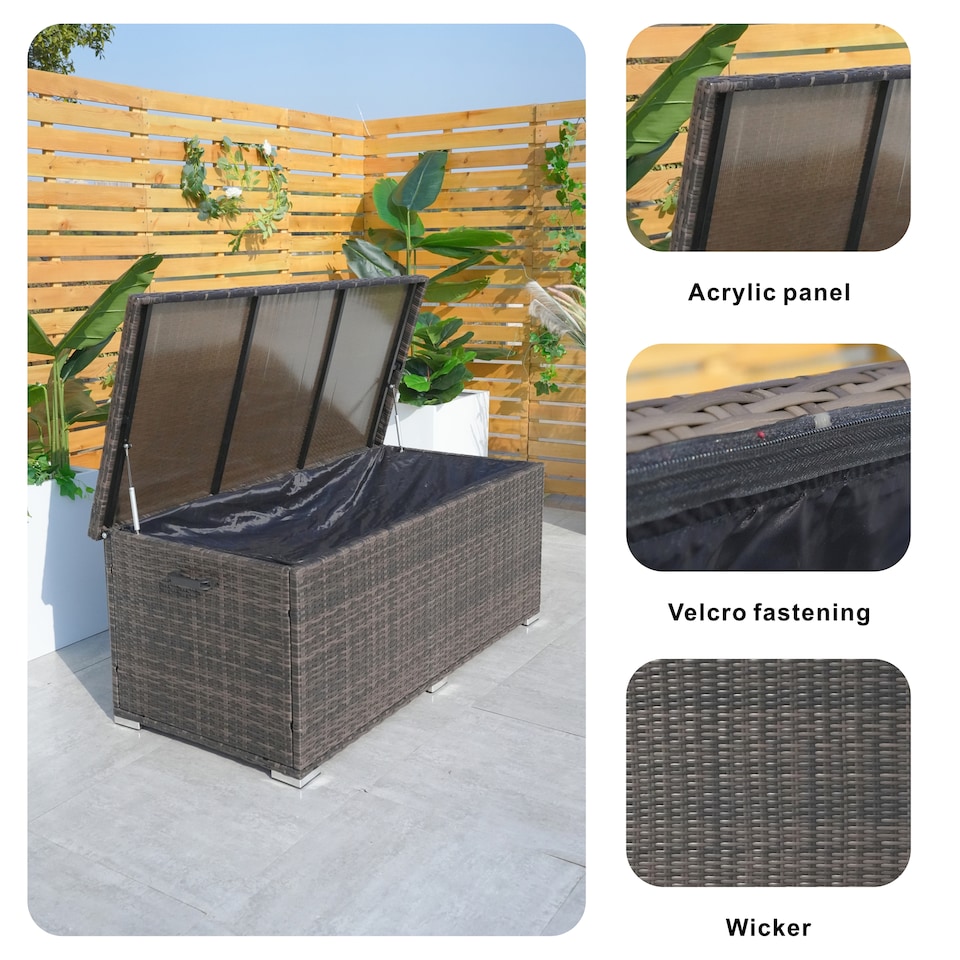 image 1 of Direct Wicker 495L Outdoor Garden Rattan Storage Box, Medium Deck Storage Box for Patio, Yard | Brown