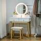 image 2 of HOMCOM Dressing Table Set with Mirror, Built-in 3 Color LED Light, Vanity Makeup Table with 4 Drawers and Cushioned Stool for Bedroom, White